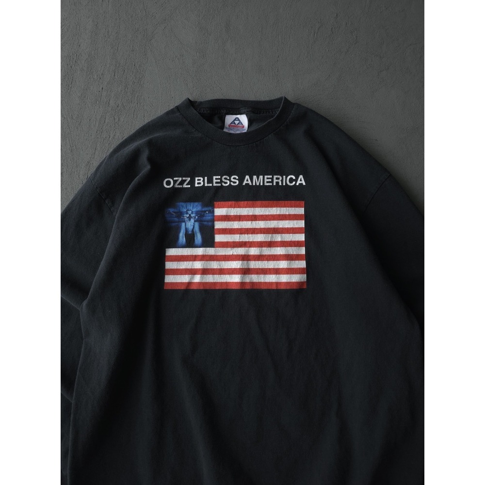 Vintage 2000s Y2K Ozz Bless America Ozzy Osbourne Long Sleeve Black T-shirt XL - Picture 2 of 9